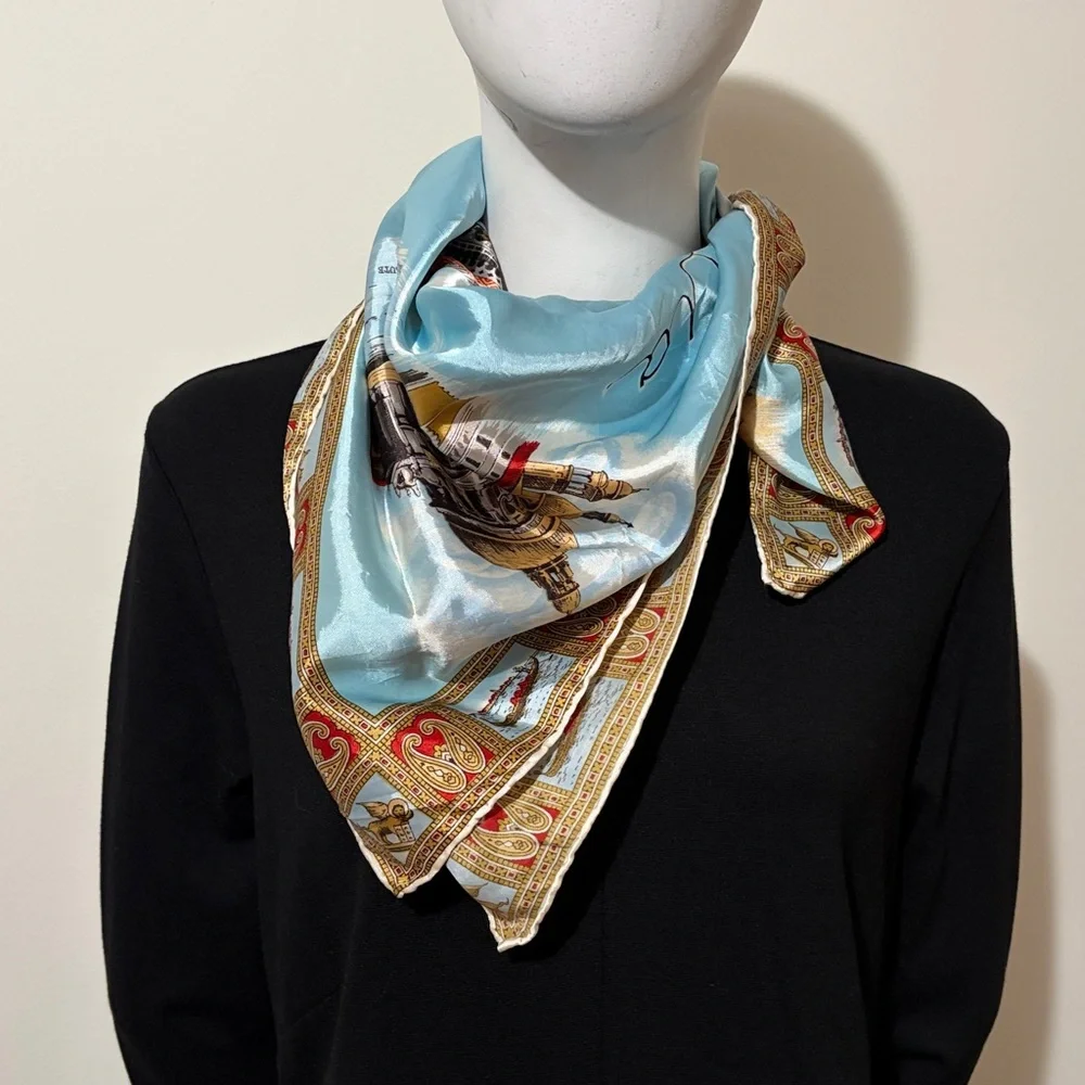 Elegant Blue and Gold Venezia Scarf
